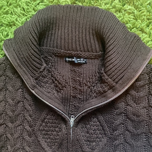 SHEIN Brown Cropped Sweater with Zipper - Picture 4 of 4